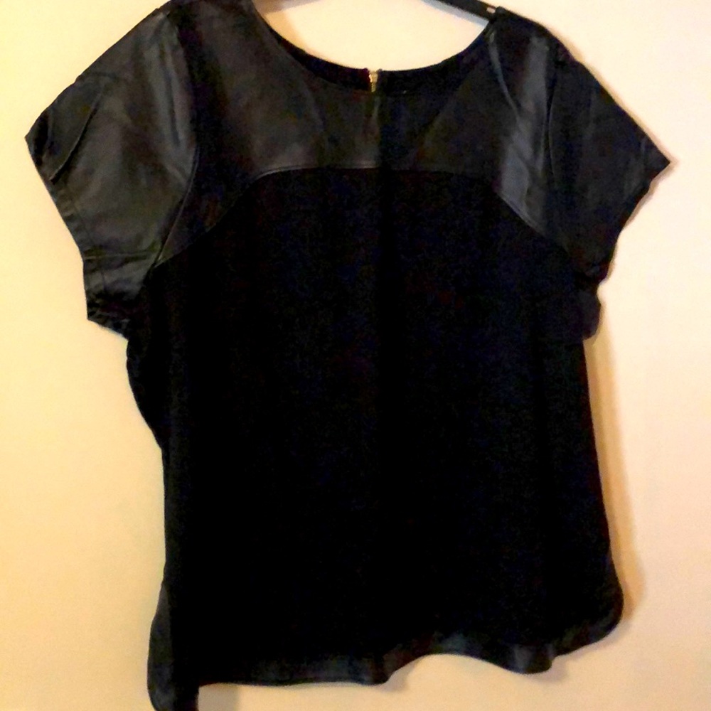 Lane Bryant 22/24 Black TShirt/Faux Leather top.